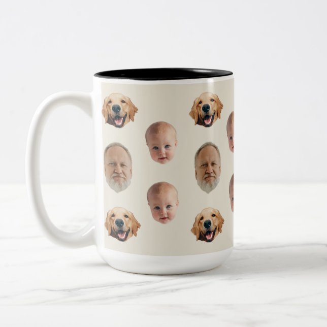Personalised Cute Family Face 3 Photos Mug (Left)