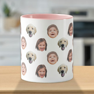 Personalised Cute Family Face 3 Photos Mug