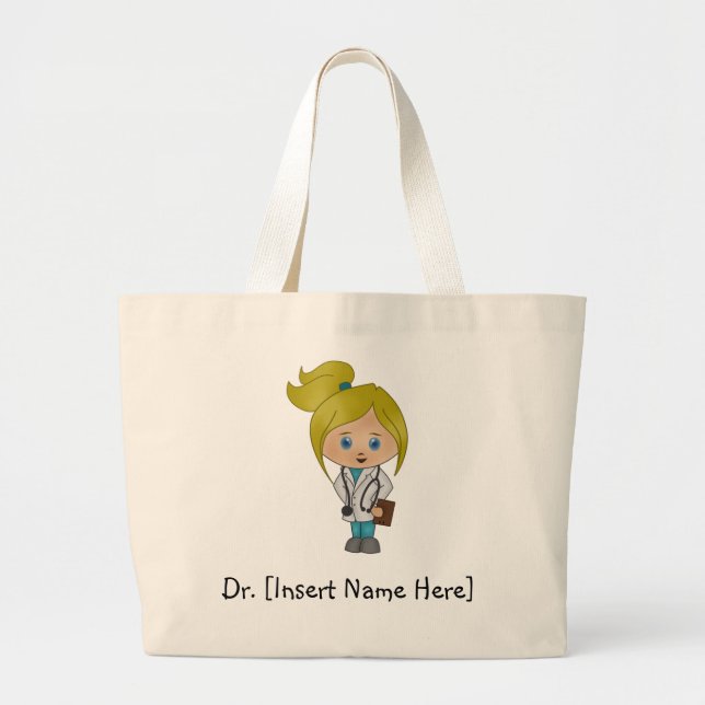 Personalised Cute Female Blonde Doctor Tote Bag (Front)