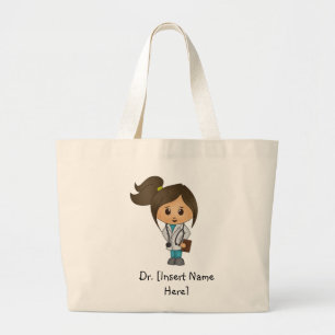 Personalised Cute Female Brunette Doctor Tote Bag