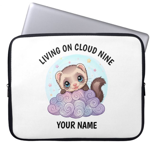 Personalised Cute Ferret Laptop Sleeve (Front)