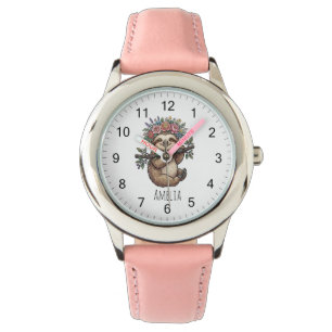 Personalised Cute Floral Sloth with Flower Crown   Watch