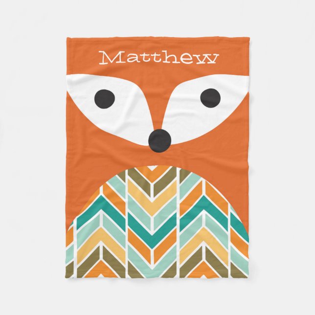 Personalised Cute Fox Fleece Blanket (Front)