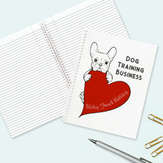 Personalised Cute French Bulldog with a Red Heart Notebook