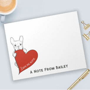 Personalised Cute French Bulldog with a Red Heart Notepad