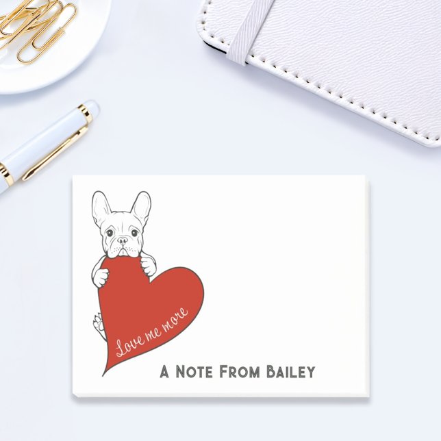 Personalised Cute French Bulldog with a Red Heart Post-it Notes (Creator Uploaded)