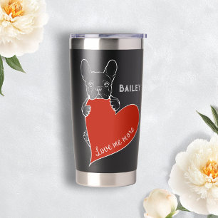 Personalised Cute Frenchie Dog with a Red Heart Insulated Tumbler
