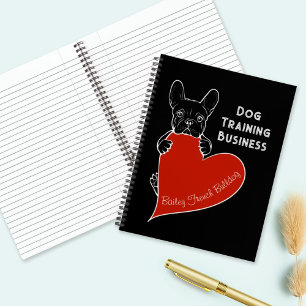 Personalised Cute Frenchie Dog with a Red Heart Notebook