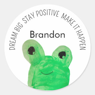 Personalised Cute frog inspirational quote  Classic Round Sticker