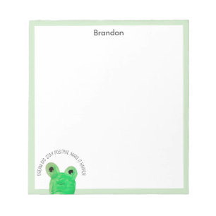 Personalised Cute frog inspirational quote Notepad