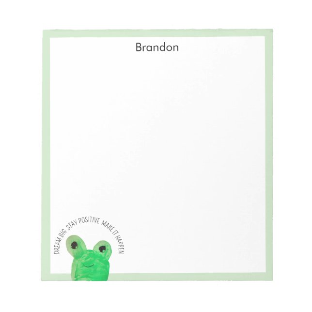 Personalised Cute frog inspirational quote  Notepad (Front)