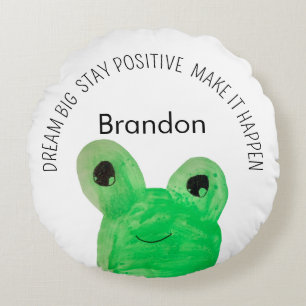 Personalised Cute frog inspirational quote  Round Cushion