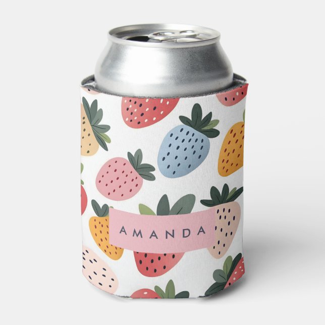 Personalised Cute Fruit Strawberry Pattern Can Cooler (Can Front)
