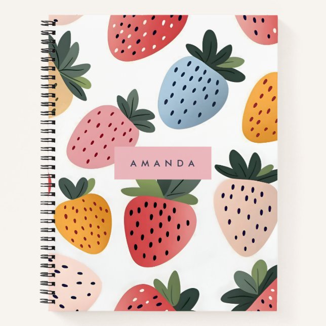 Personalised Cute Fruit Strawberry Pattern Notebook (Front)