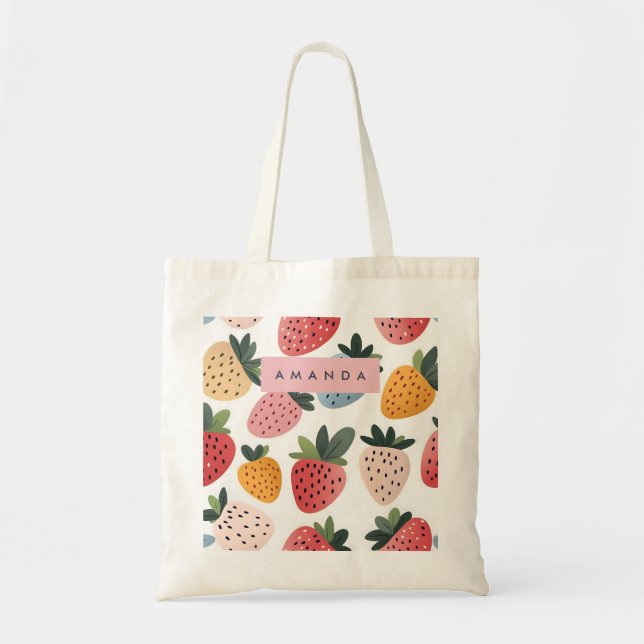 Personalised Cute Fruit Strawberry Pattern Tote Bag (Front)