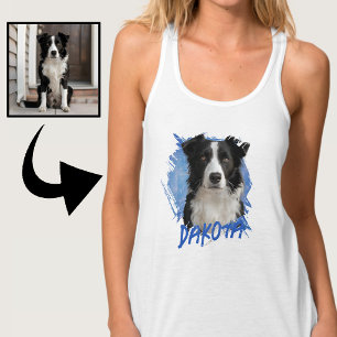Personalised Cute Fun Border Collie Dog Photo Singlet