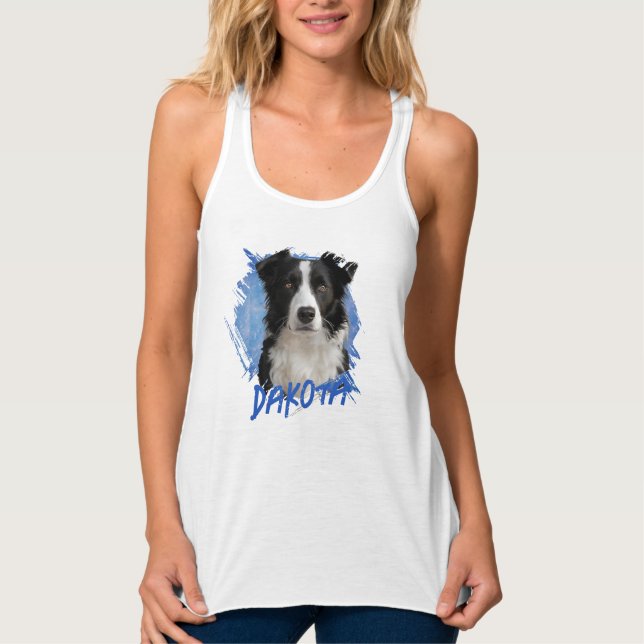 Personalised Cute Fun Border Collie Dog Photo      Singlet (Front)