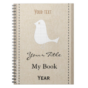 Personalised Cute Funny Bird Linen Look Spiral Notebook