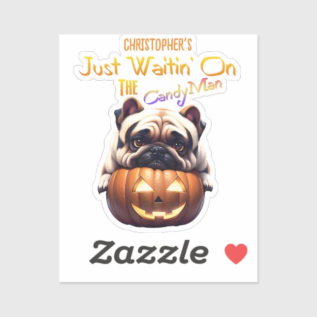 Personalised Cute Funny Halloween Pug Puppy Candy (Sheet)