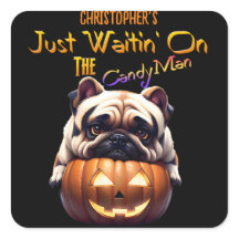 Personalised Cute Funny Halloween Pug Puppy Candy