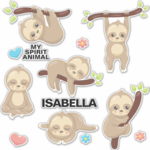Personalised Cute Funny Silly Sleepy Sloth Sticker