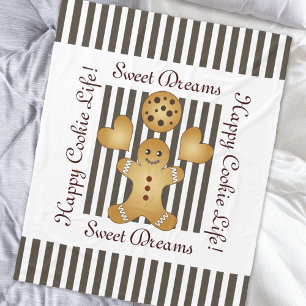 Personalised Cute Gingerbread Man Cookie Kids Fleece Blanket