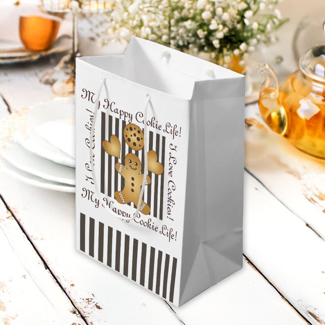 Personalised Cute Gingerbread Man Cookie Kids Medium Gift Bag (Creator Uploaded)