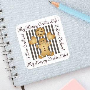 Personalised Cute Gingerbread Man Cookie Square Sticker