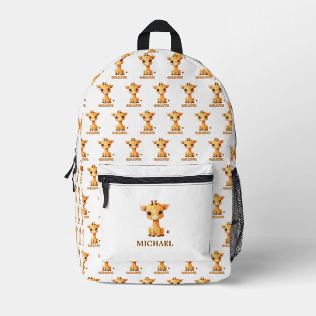 Personalised Cute Giraffe Pattern Printed Backpack (Front)