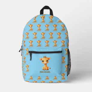 Personalised Cute Giraffe Pattern Printed Backpack
