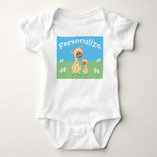 Personalised Cute Giraffe With Daisies Baby Bodysuit