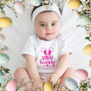 Personalised Cute Girl Baby Bunny Easter Baby Bodysuit
