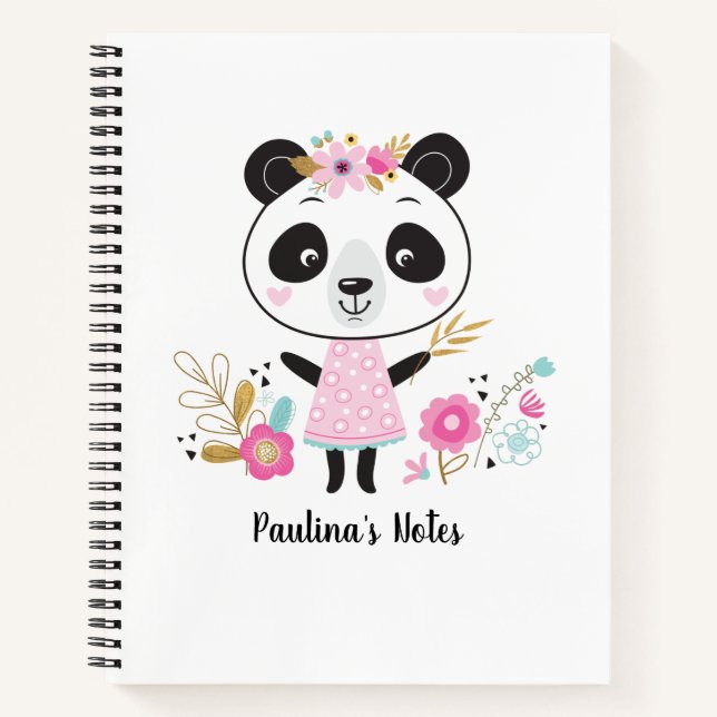Personalised Cute Girl Panda  Notebook (Front)