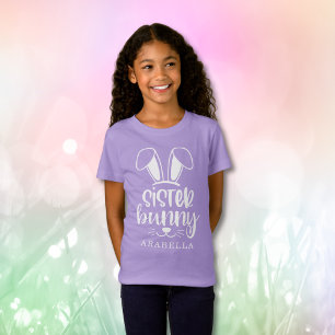 Personalised Cute Girl Sister Bunny Easter T-Shirt