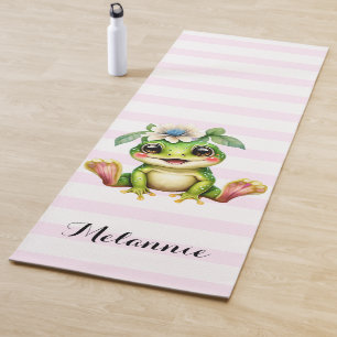 Personalised Cute Girly Frog Yoga Mat