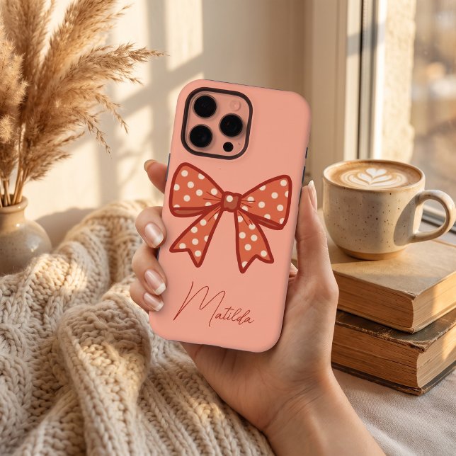 Personalised Cute girly gingham bow ribbon  iPhone Case (Creator Uploaded)