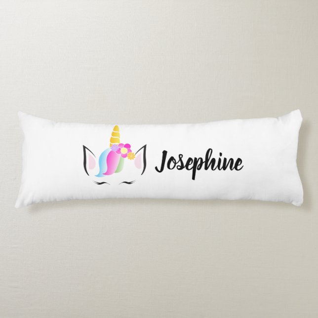 Personalised Cute Girly Modern Unicorn Body Cushion (Front)