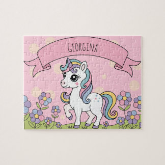 Personalised Cute Girly Unicorn  Jigsaw Puzzle