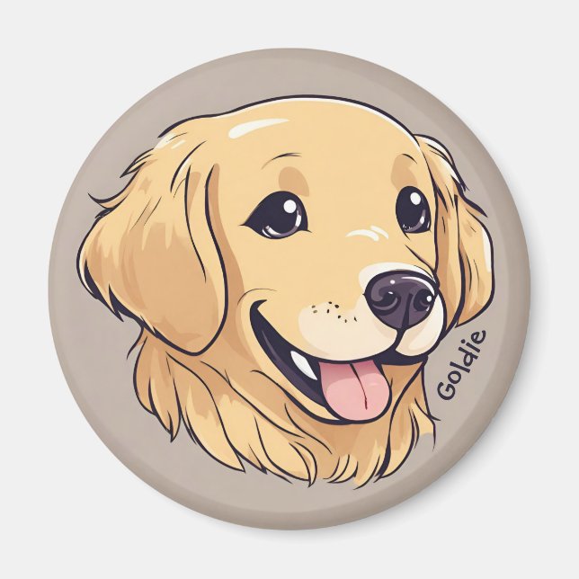 Personalised Cute Golden Retriever Magnet (Front)