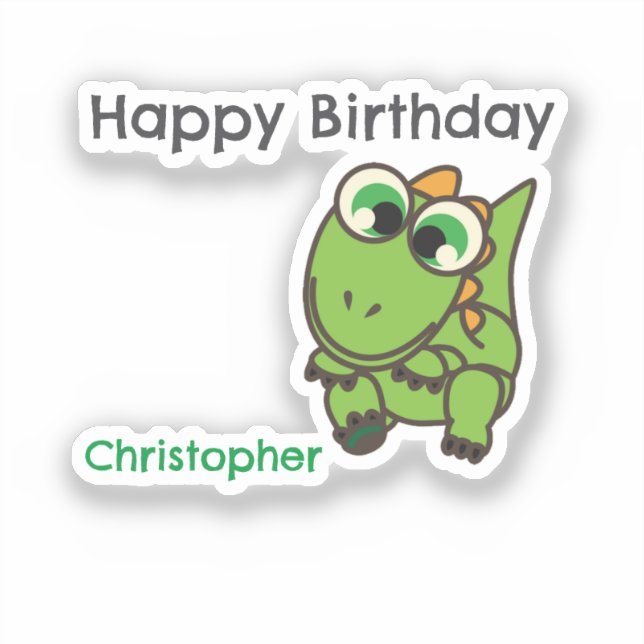 Personalised cute green dinosaurs blue birthday (Front)