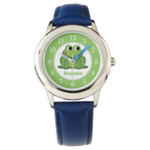 Personalised Cute Green Frog Kids Watch