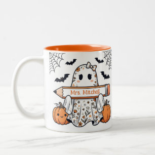 Personalised Cute Halloween Ghost Teacher Mug