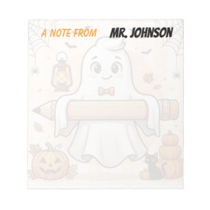 Personalised Cute Halloween Ghost Teacher Notepad