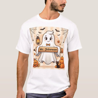 Personalised Cute Halloween Ghost Teacher T-Shirt