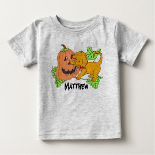 Personalised Cute Halloween Pumpkin And Puppy Baby T-Shirt