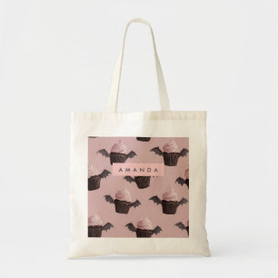 Personalised Cute Halloween Spooky Bat Cupcake Tote Bag