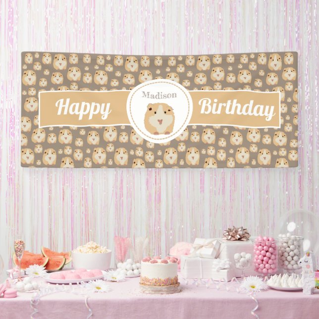 Personalised Cute Hamster Pattern Birthday Party  Banner (Party)