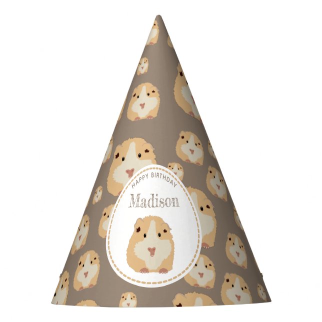 Personalised Cute Hamster Pattern Birthday Party  Hat (Front)