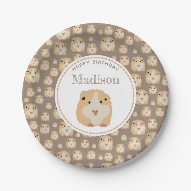 Personalised Cute Hamster Pattern Birthday Party Paper Plate (Front)