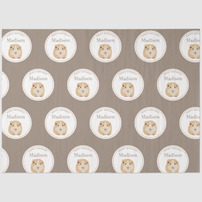 Personalised Cute Hamster Pattern Birthday Party Tissue Paper (Front)